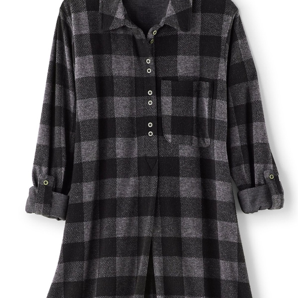Mad about Plaid tunic by Soft Surroundings | Black and Gray buffalo plaid